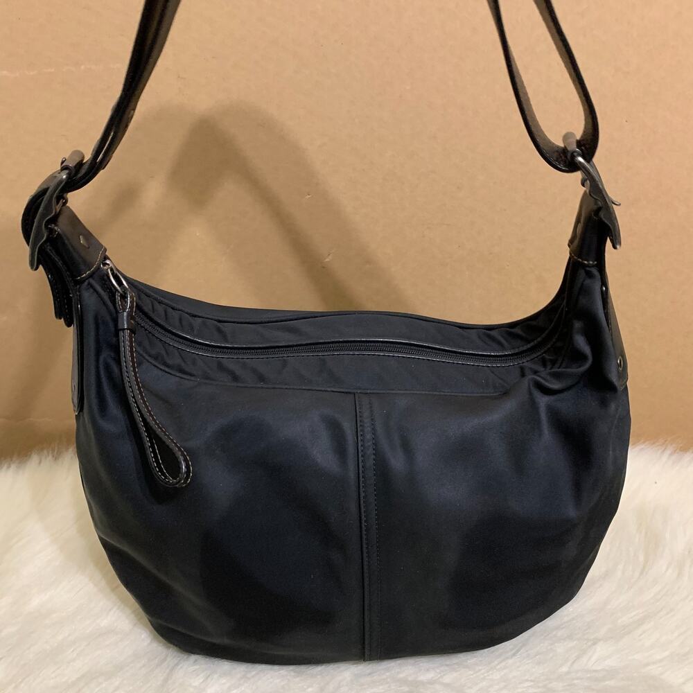 COACH Rare Vintage Y2K Black Microfiber Nylon Convertible Hobo XBody #6256